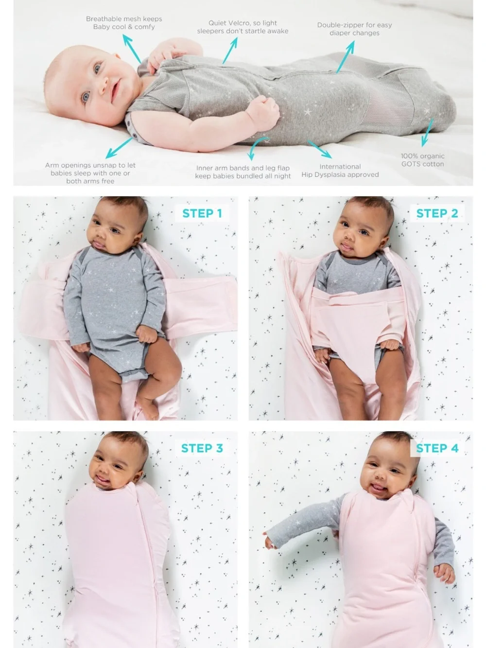 Happiest Baby Sleepea Swaddle Sacks Set of 2